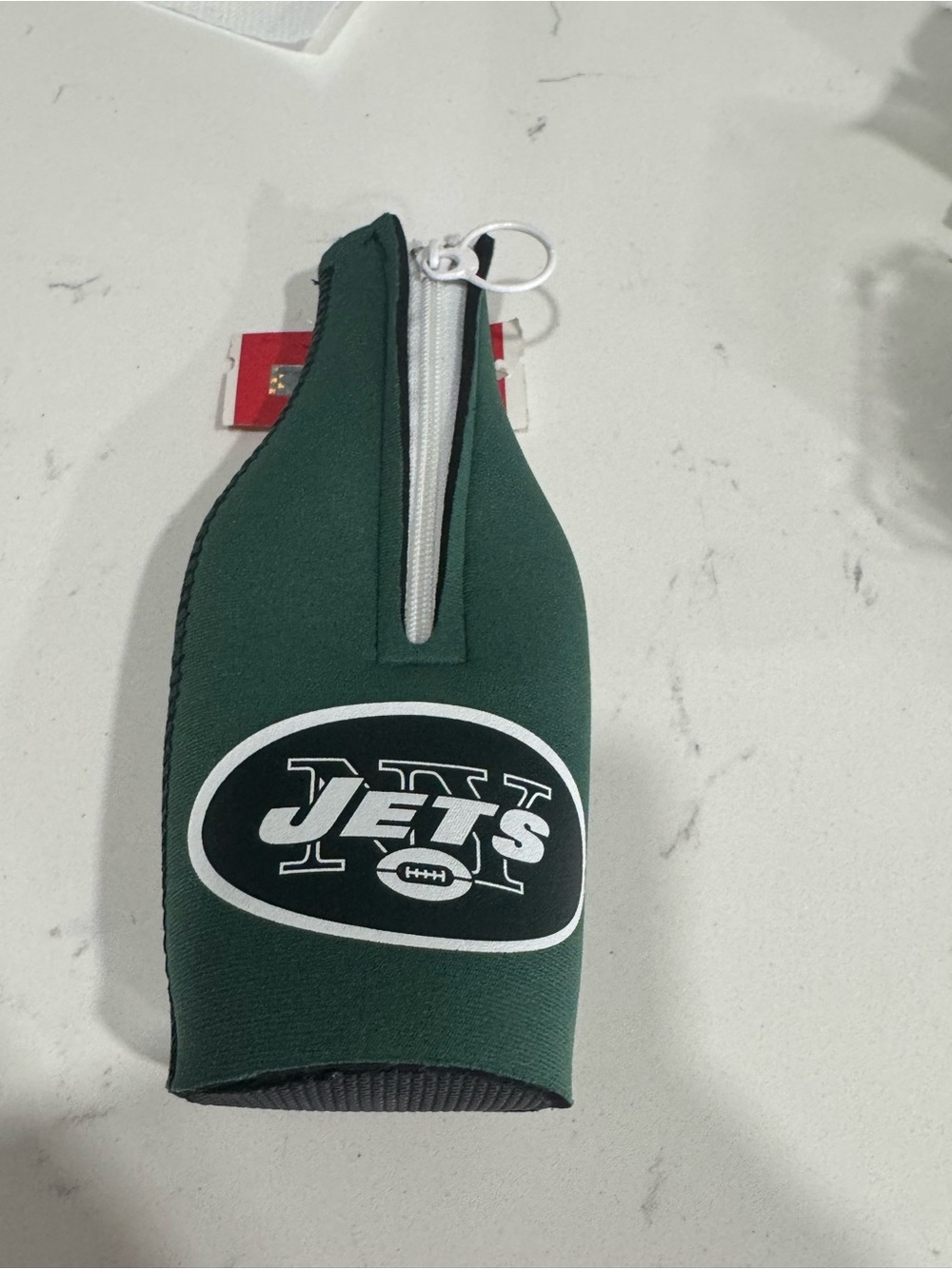 NFL Green and White Jets Bottle Cooler with Zipper